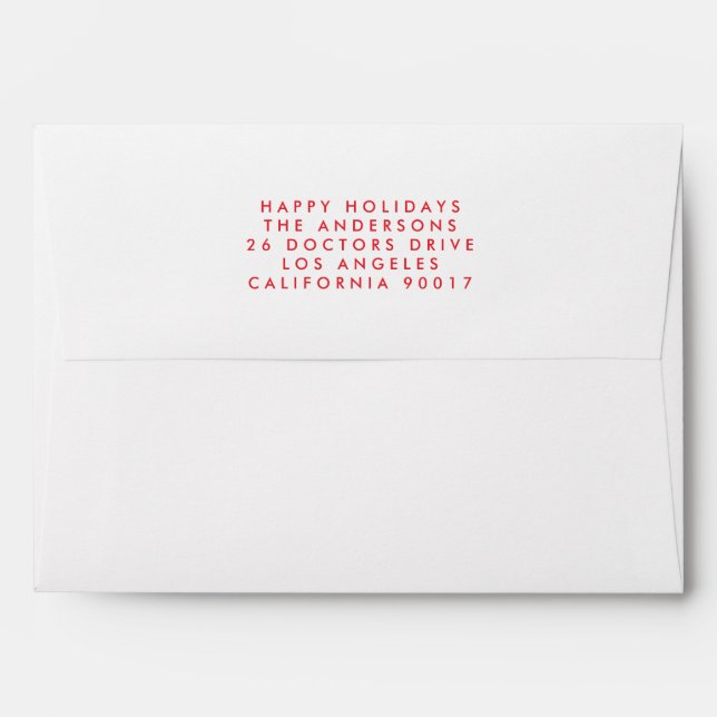 Christmas Holiday WHITE RED Botanical themed Envelope (Back (Top Flap))