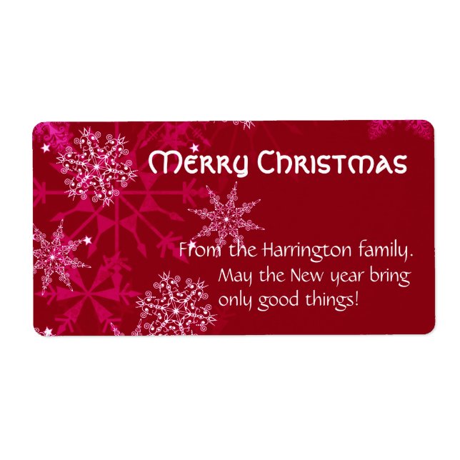 Christmas Holiday Wine Label Red and White (Front)