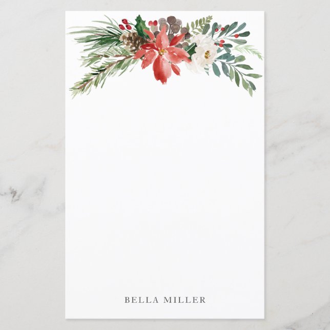 Christmas Holiday Winter Floral Paper Sheets (Front)