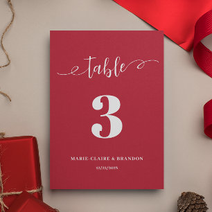 Christmas Holiday Winter Red Flat Wedding Table Number