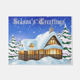 Christmas Holiday Winter Scene Festive Doormat