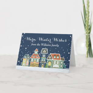 Christmas Holiday Winter Snow Village Homes Card
