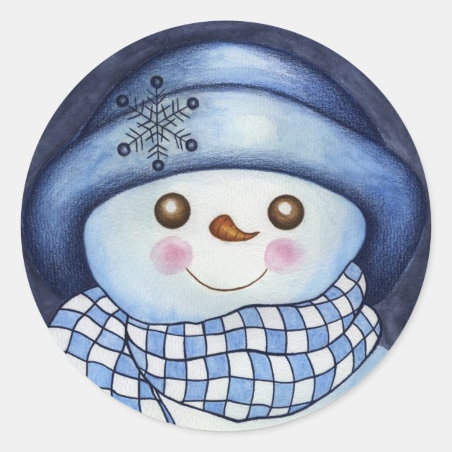 Christmas Holiday Winter Snowman Sticker (Front)