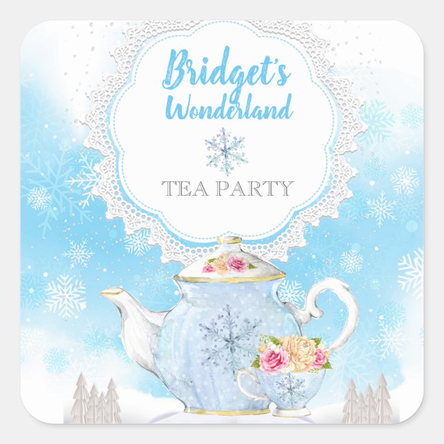 Christmas Holiday Winter Tea Party Stickers (Front)