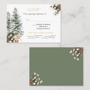Christmas Holiday Winter Wedding RSVP Menu Choice Business Card