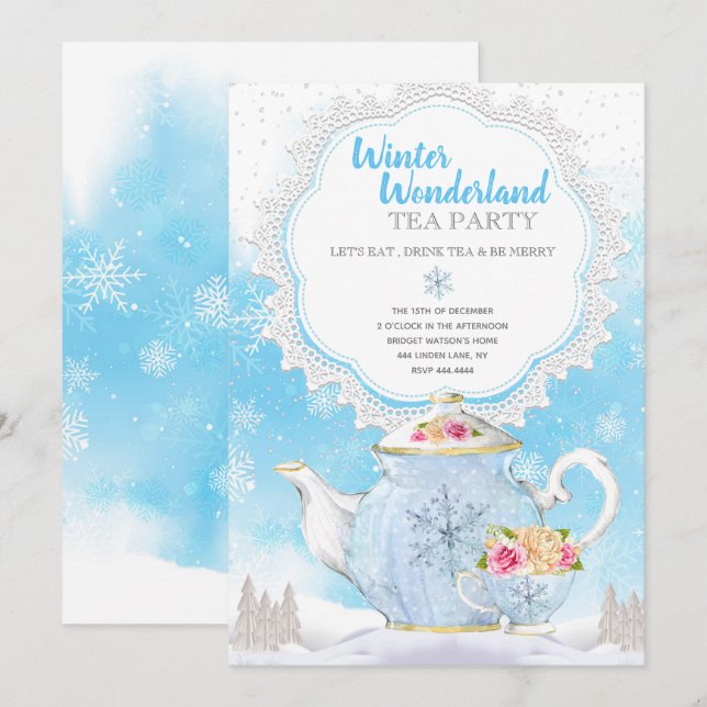 Christmas Holiday Winter Wonderland Tea Party Invitation (Front/Back)