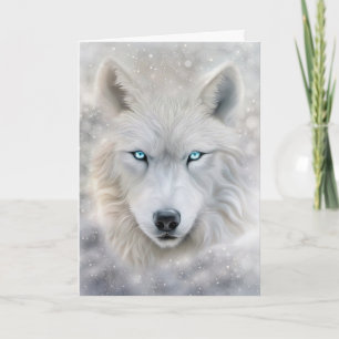 Christmas Holiday Wolf with Blue Eyes Card