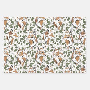 Christmas Holiday Woodland Animals Wrapping Paper Sheet