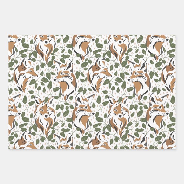 Christmas Holiday Woodland Animals Wrapping Paper Sheet (Front)
