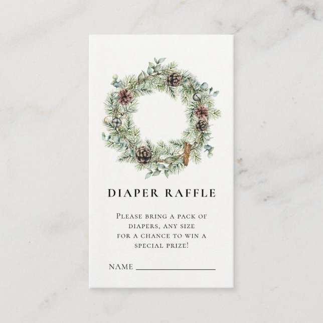 Christmas Holiday Wreath Baby Shower  Enclosure Card (Front)