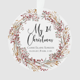 Christmas Holiday Wreath First Christmas Photo Ornament