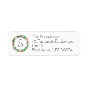 Christmas Holiday Wreath Monogram Family Cards