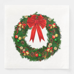 Christmas Holiday Wreath Paper Napkins