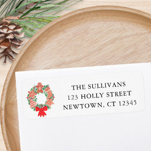 Christmas Holiday Wreath Return Address 