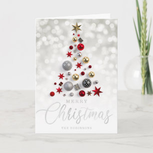 Christmas Holiday Xmas Tree Silver Script