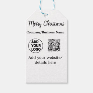 Christmas holidays add business logo name q r code gift tags