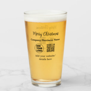 Christmas holidays add business logo name q r code glass