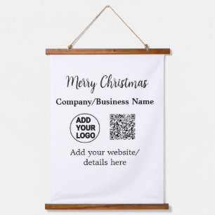 Christmas holidays add business logo name q r code hanging tapestry
