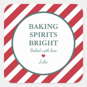 Christmas Holidays Baking Spirits Bright with Love Square Sticker