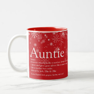 Christmas Holidays Best Aunt Auntie Definition  Two-Tone Coffee Mug