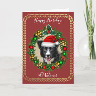 Christmas Holidays Border Collie dog greeting card