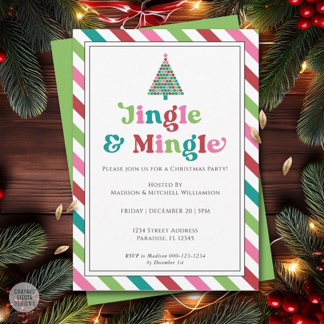  Christmas Holidays Bright Fun Colours Modern Retr Invitation (Creator Uploaded)