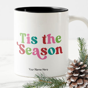 Christmas Holidays Bright Fun Colours Modern Retr Two-Tone Coffee Mug