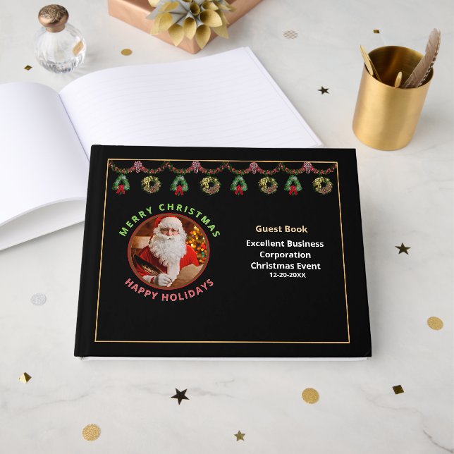 Christmas Holidays Business Corporate Party Event Guest Book (Front Open)