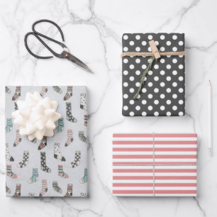 Christmas Holidays Cosy Winter Socks Hygge Wrapping Paper Sheet