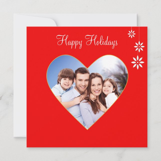 Christmas Holidays Custom Family Photo on Red (Front)