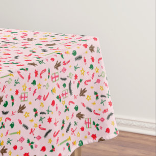 Christmas Holidays Cute Doodle Whimsical Pattern  Tablecloth