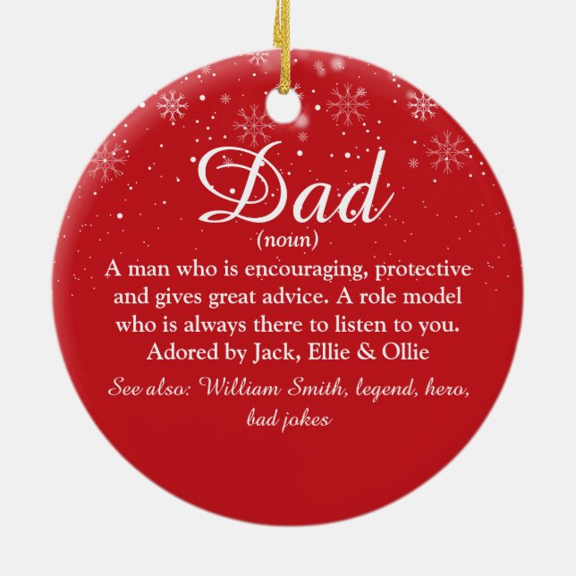 Christmas Holidays Dad, Daddy, Father Definition Ceramic Tree Decoration (Back)