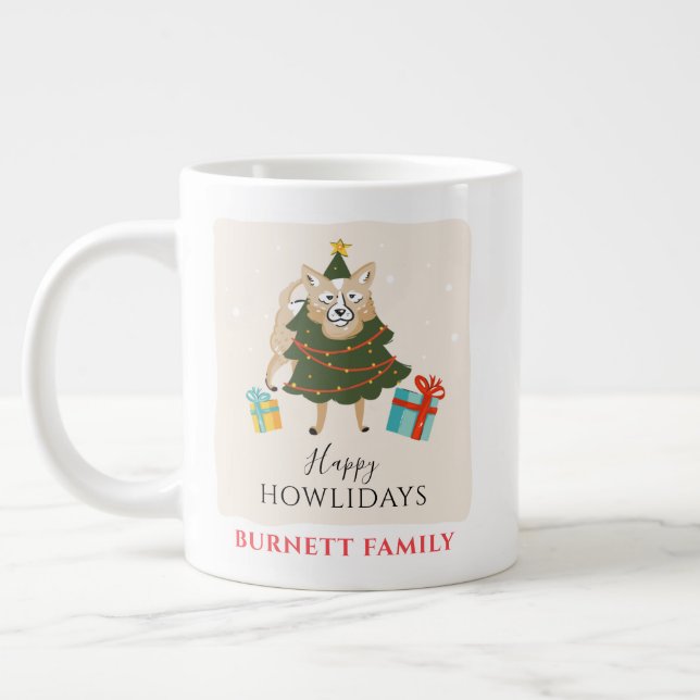 Christmas Holidays Family Reunion Dog Howlidays Large Coffee Mug (Left)