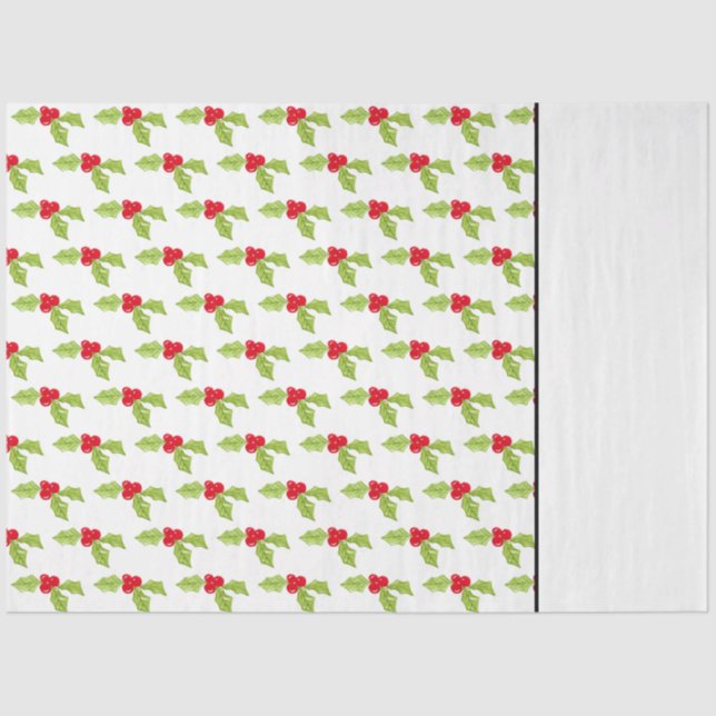 Christmas Holidays Festive Holly Two Tone Pattern Tissue Paper (Front)