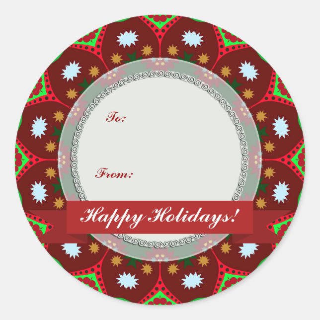 Christmas Holidays Gift-Tag Round Sticker (Front)