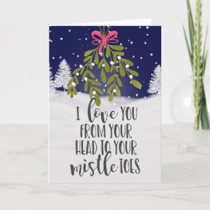 christmas holidays I love you mistletoe pun funny Card