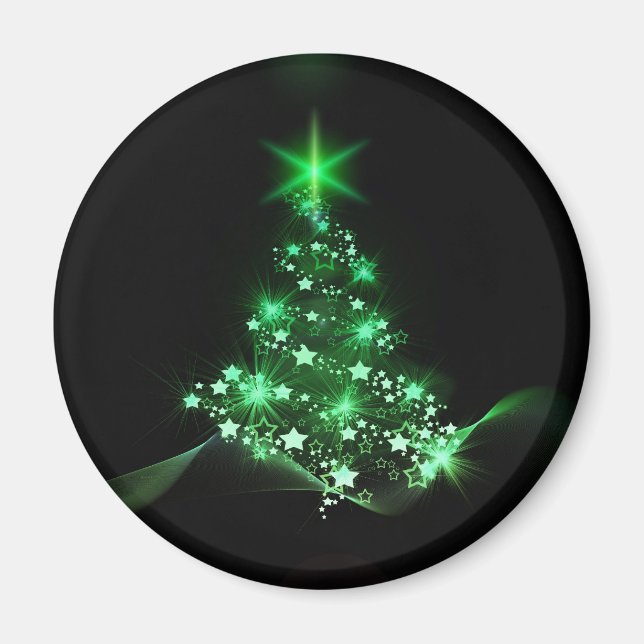 Christmas, holidays, joy, green colours, tree deco magnet (Front)