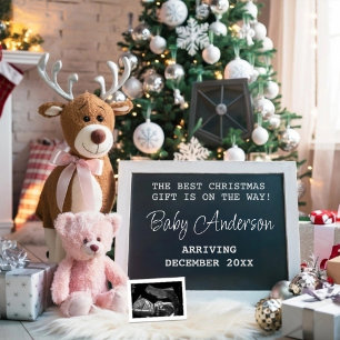 Christmas Holidays Neutral Pregnancy Announcement  Poster