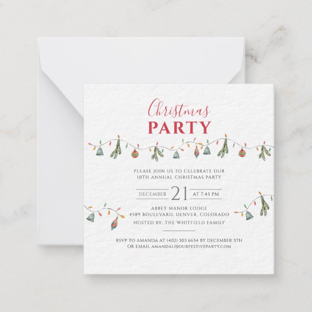 Christmas Holidays Party Botanical Invitation (Front)