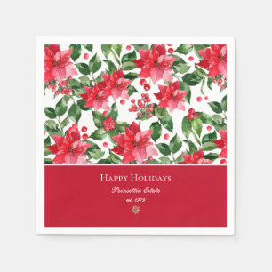 Christmas Holidays Personalised Poinsettia Pattern Napkin