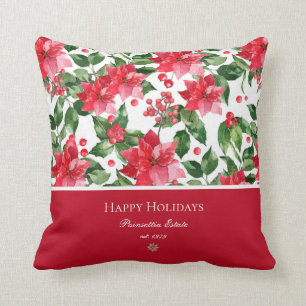 Christmas Holidays Personalized Poinsettia Pattern Cushion