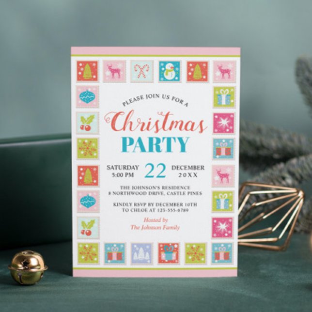 Christmas Holidays Postage Stamp Pattern Invitation (Creator Uploaded)