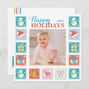 Christmas Holidays Postage Stamp Photo Card