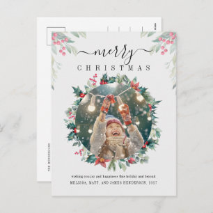 Christmas Holidays Red Berries Photo Holiday Postcard