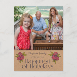 Christmas Holidays Red Berries Xmas Photo Postcard