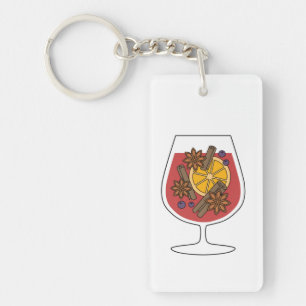 Christmas holidays red mulled wine spicy cocktail key ring