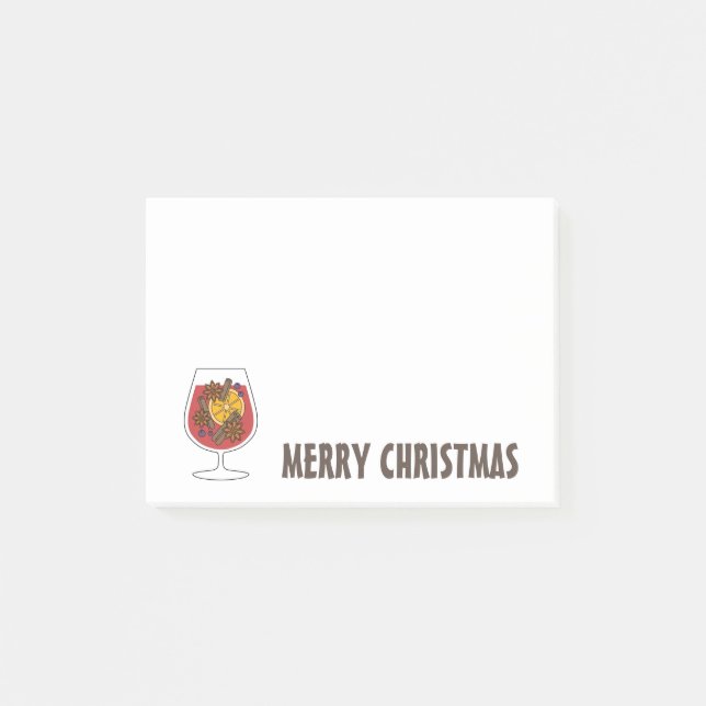 Christmas holidays red mulled wine spicy cocktail  post-it notes (Front)