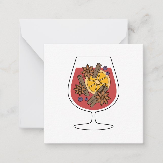 Christmas holidays red mulled wine spicy drink card (Front)