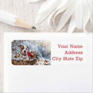 Christmas Holidays Return Labels Pitbull Puppy