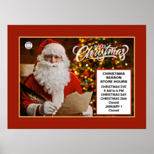 Christmas Holidays Santa Business Store Hours   Poster